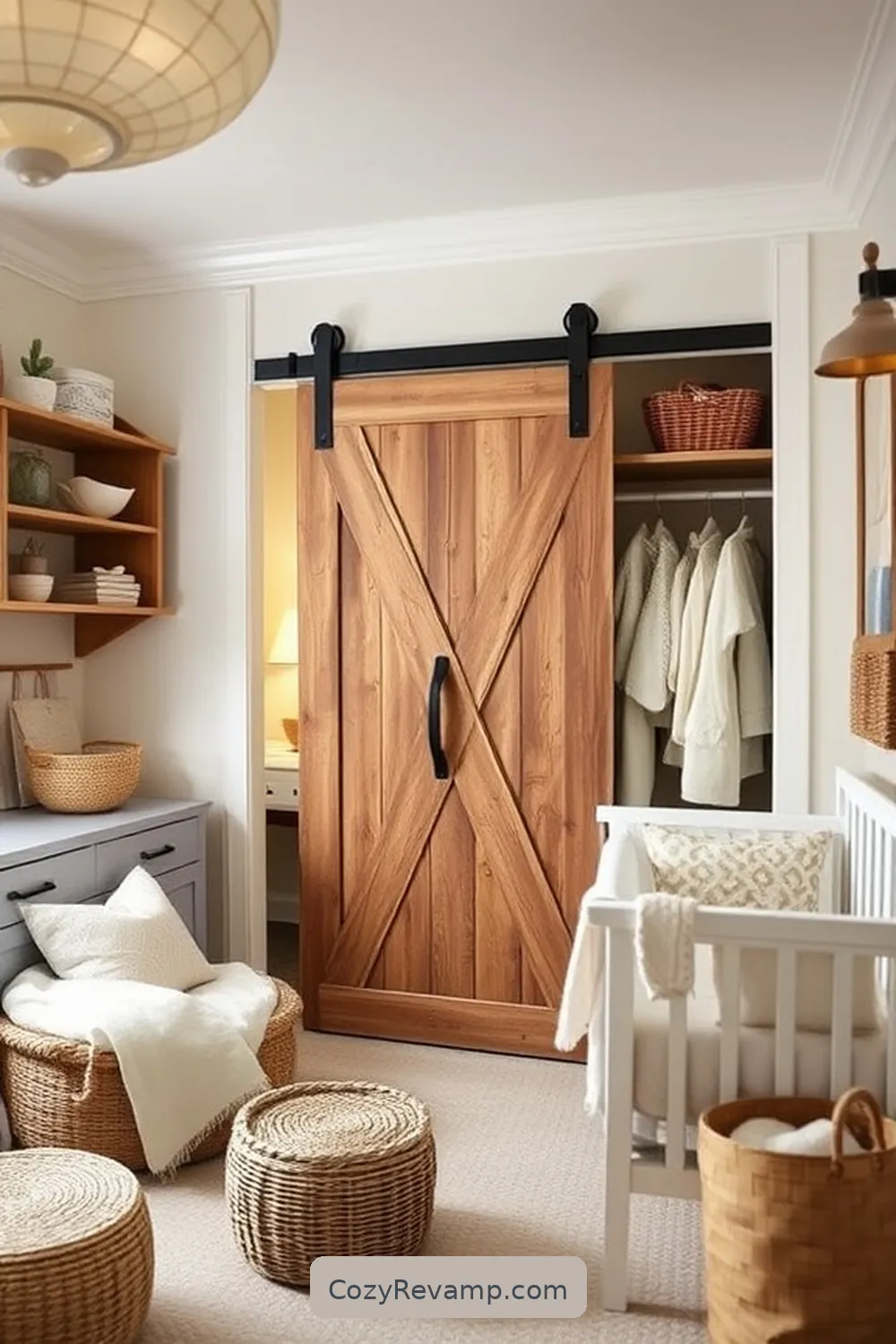 22 Key Elements for a Rustic Nursery Using Recycled Wood Material 7 Barn Door Nursery Closet for 22 Key Elements for a Rustic Nursery Using Recycled Wood Material