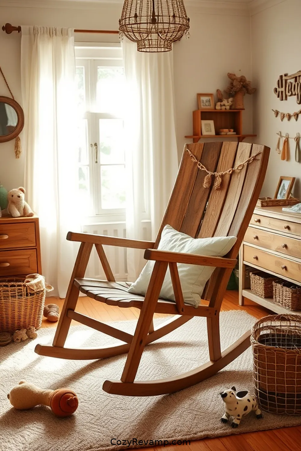 22 Key Elements for a Rustic Nursery Using Recycled Wood Material 4 Rustic Rocking Chair for 22 Key Elements for a Rustic Nursery Using Recycled Wood Material