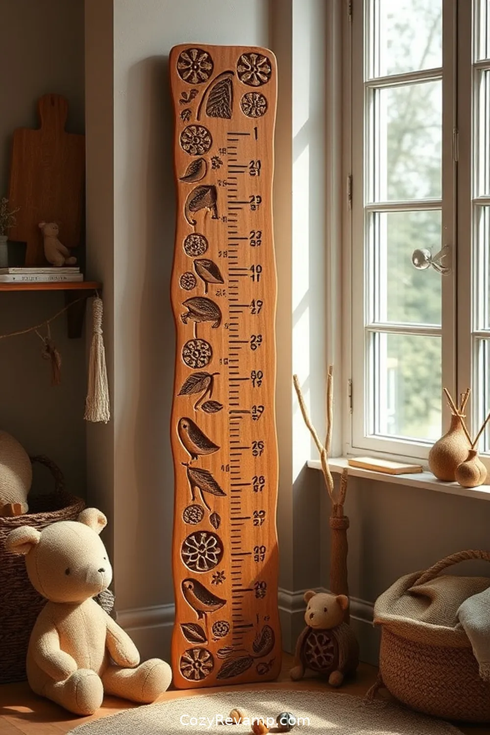 22 Key Elements for a Rustic Nursery Using Recycled Wood Material 19 Wooden Growth Chart for 22 Key Elements for a Rustic Nursery Using Recycled Wood Material