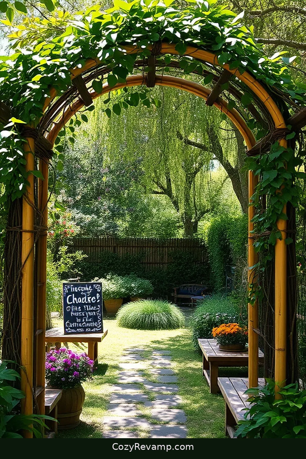 22 Stunning Ideas for Rustic Outdoor Patios Featuring Bamboo Material 13 Bamboo Garden Arches for a Charming Entrance for 22 Stunning Ideas for Rustic Outdoor Patios Featuring Bamboo Material