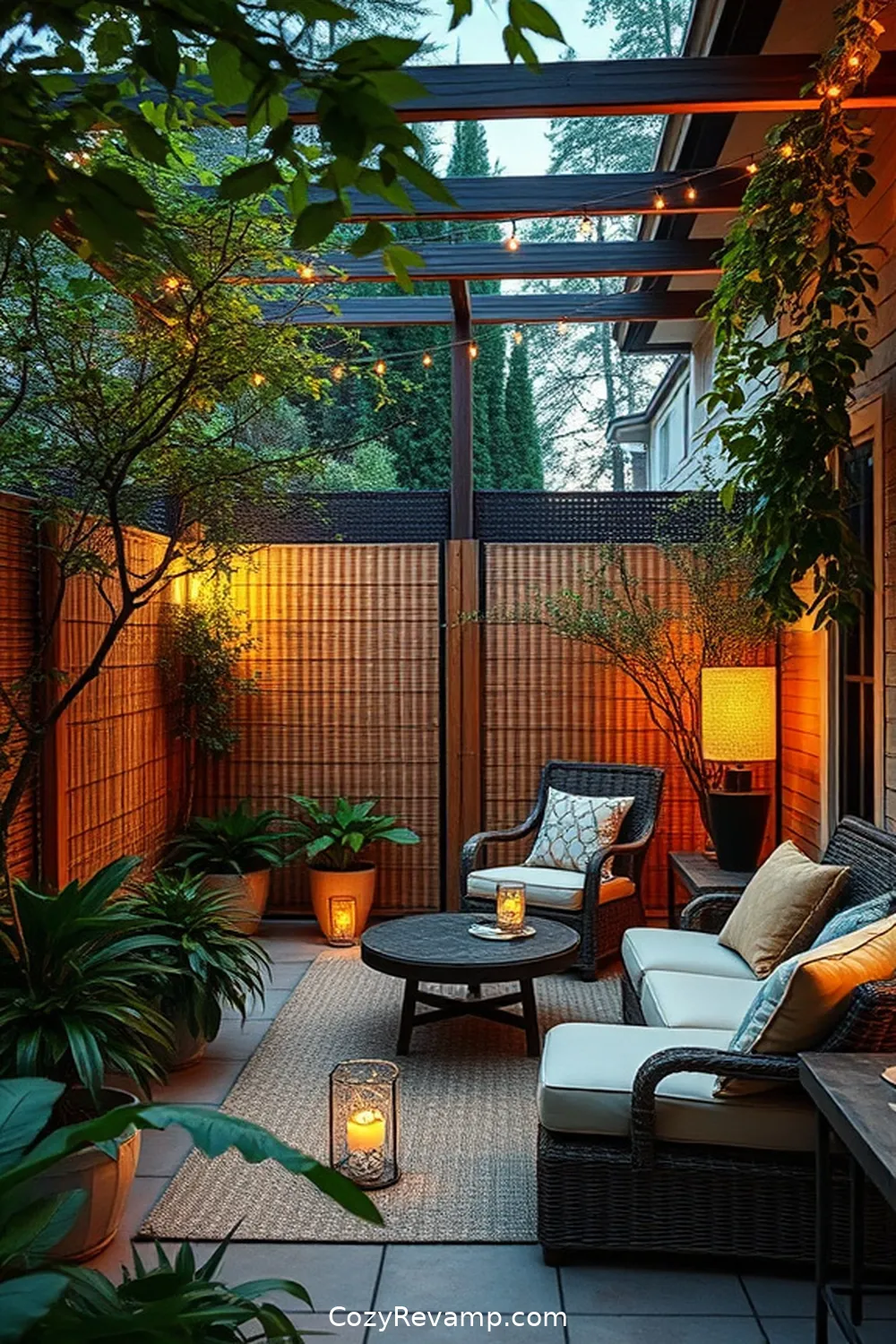 22 Stunning Ideas for Rustic Outdoor Patios Featuring Bamboo Material 2 Bamboo Privacy Screens for a Cozy Retreat for 22 Stunning Ideas for Rustic Outdoor Patios Featuring Bamboo Material