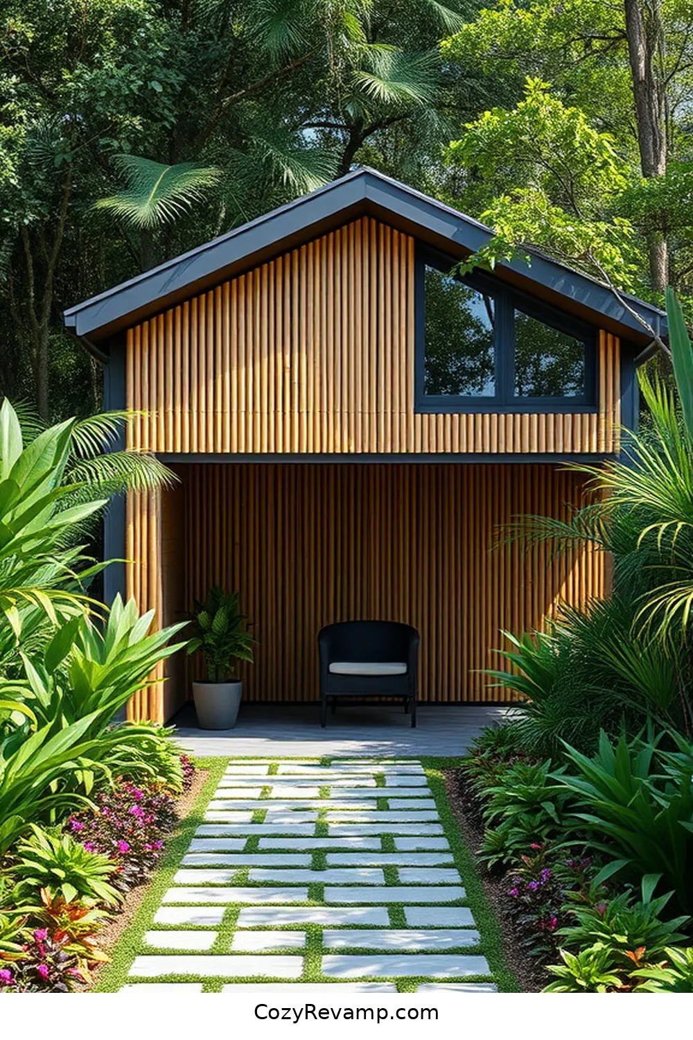 22 Stunning Modern Farmhouse Garages With Bamboo Material 11 Bamboo Garden-Inspired Garage for 22 Stunning Modern Farmhouse Garages With Bamboo Material