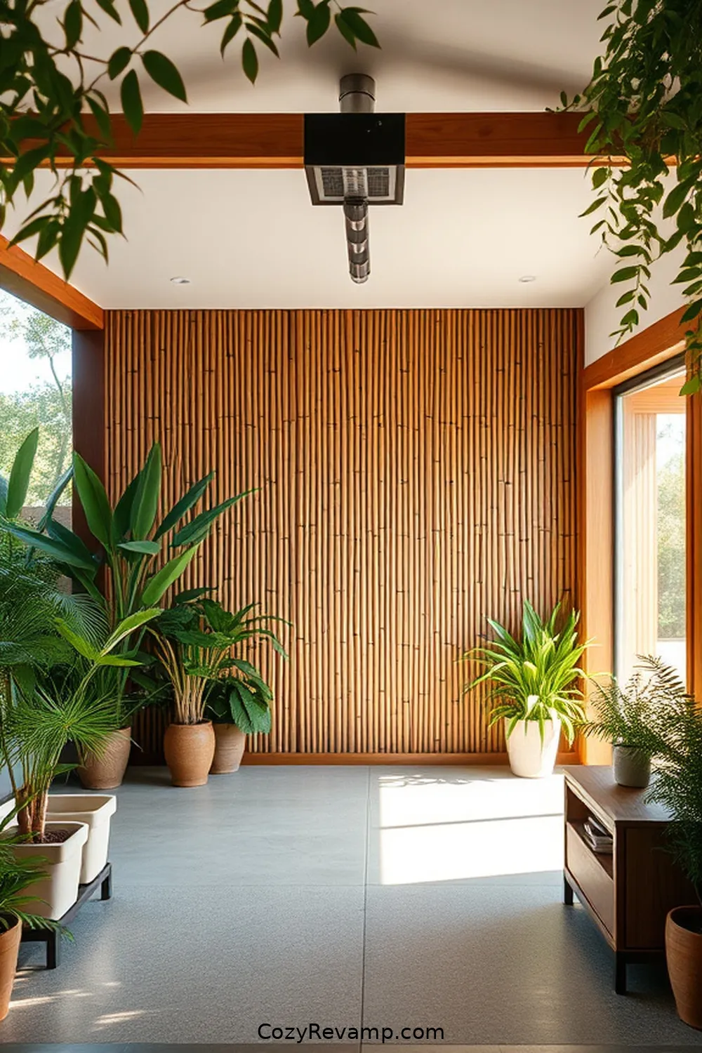 22 Stunning Modern Farmhouse Garages With Bamboo Material 3 Rustic Bamboo Accent Wall for 22 Stunning Modern Farmhouse Garages With Bamboo Material
