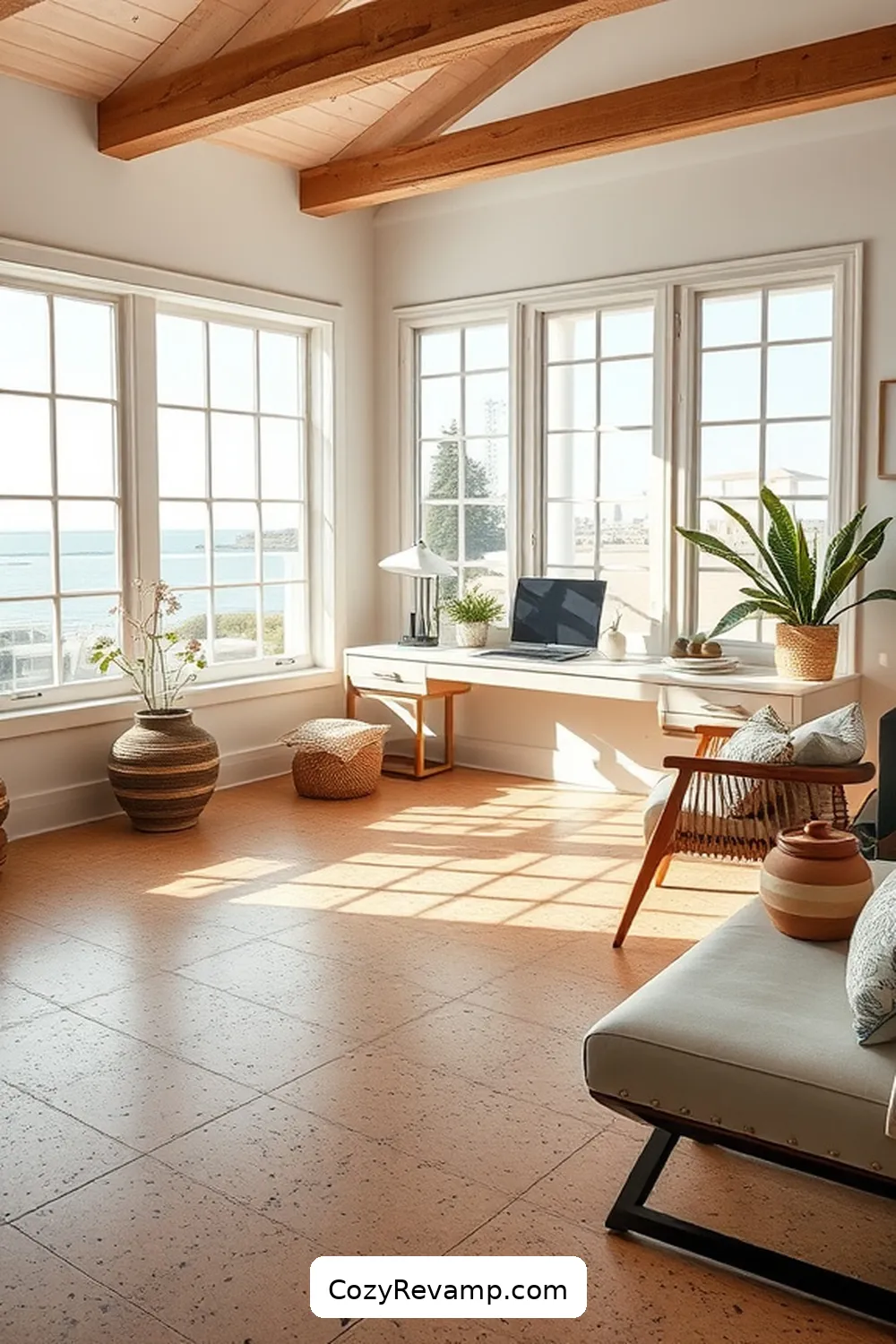 22 Stylish Ideas for a Coastal Home Office With Cork Material 2 Embrace Natural Textures With Cork Flooring for 22 Stylish Ideas for a Coastal Home Office With Cork Material