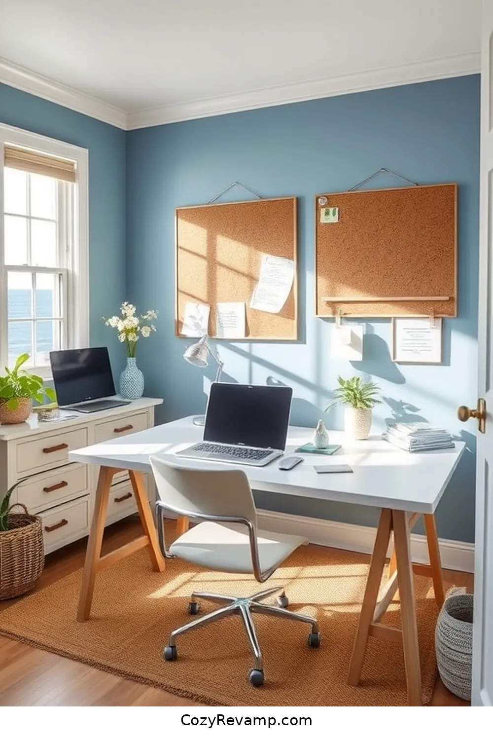 22 Stylish Ideas for a Coastal Home Office With Cork Material 5 Incorporate Cork Bulletin Boards for 22 Stylish Ideas for a Coastal Home Office With Cork Material