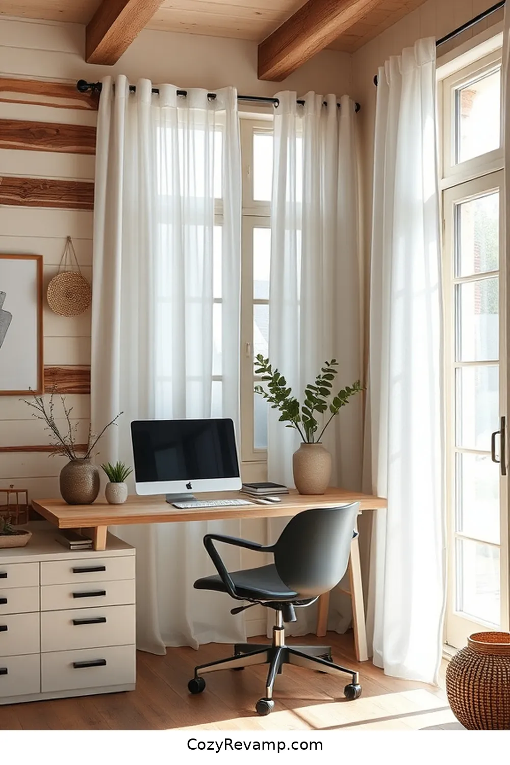 22 Stylish Ideas for a Modern Farmhouse Home Office Using Organic Cotton Material 4 Organic Cotton Curtains for Natural Light for 22 Stylish Ideas for a Modern Farmhouse Home Office Using Organic Cotton Material