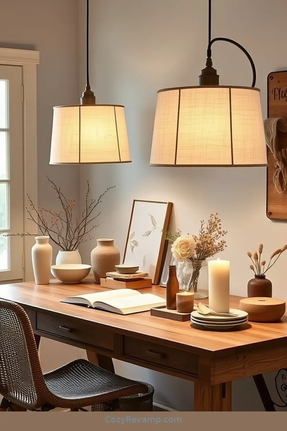 22 Stylish Ideas for a Modern Farmhouse Home Office Using Organic Cotton Material 14 Soft Lighting With Organic Cotton Lampshades for 22 Stylish Ideas for a Modern Farmhouse Home Office Using Organic Cotton Material