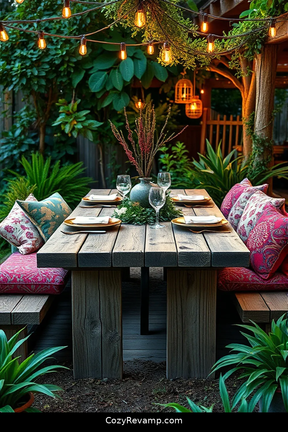 22 Ways to Create a Bohemian Outdoor Patio With Recycled Wood Material 15 Build a Rustic Picnic Table From Old Barn Wood for 22 Ways to Create a Bohemian Outdoor Patio With Recycled Wood Material