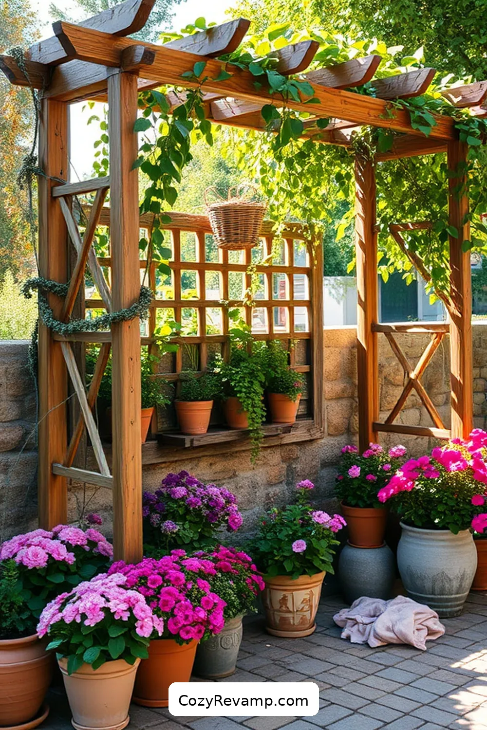 22 Ways to Create a Bohemian Outdoor Patio With Recycled Wood Material 22 Create a Wooden Trellis for Climbing Plants for 22 Ways to Create a Bohemian Outdoor Patio With Recycled Wood Material