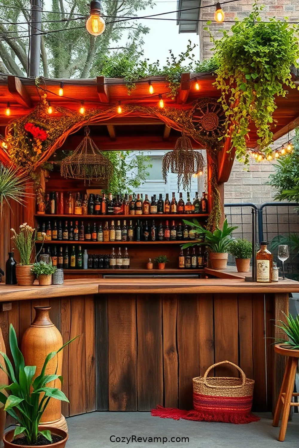 22 Ways to Create a Bohemian Outdoor Patio With Recycled Wood Material 5 Make a Unique Outdoor Bar From Salvaged Materials for 22 Ways to Create a Bohemian Outdoor Patio With Recycled Wood Material