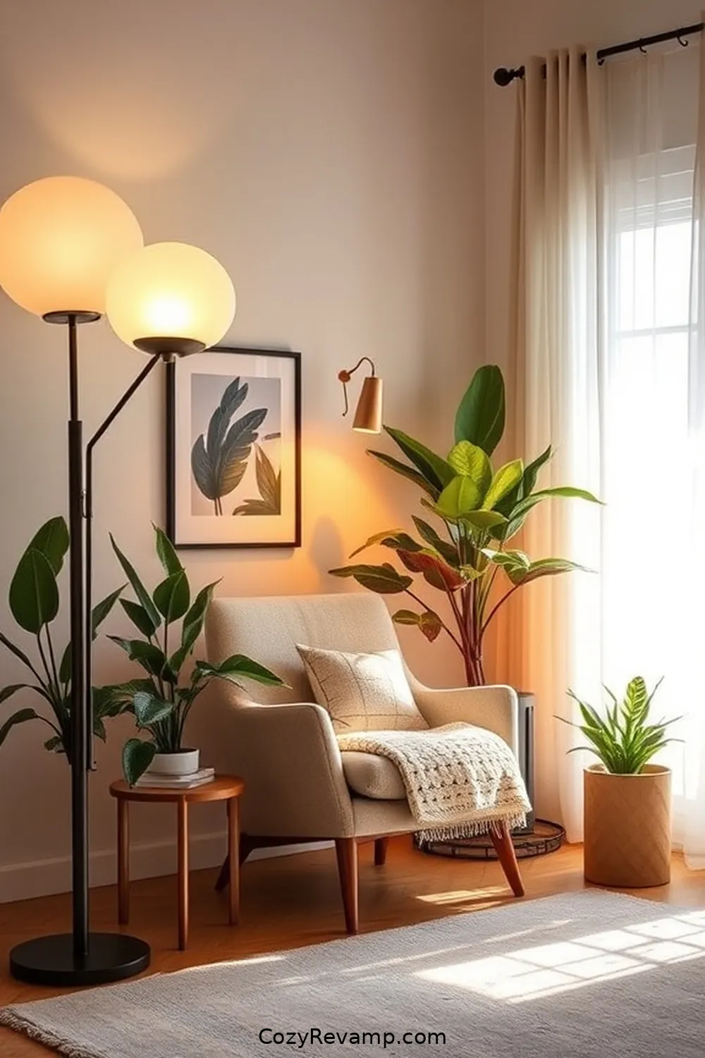 Create a Cozy Reading Nook With Solar Floor Lamps for 22 Ways to Incorporate Solar-Powered Lights in Your Mid-Century Modern Living Room