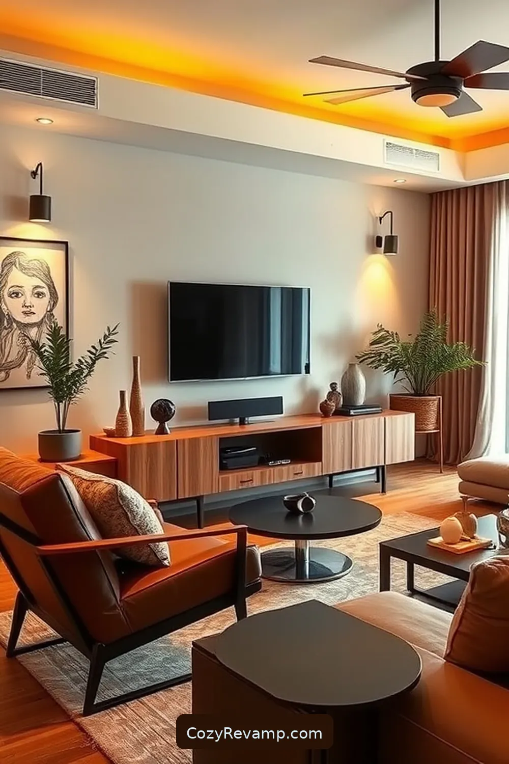 Enhance a Retro Media Console With Solar Accent Lights for 22 Ways to Incorporate Solar-Powered Lights in Your Mid-Century Modern Living Room