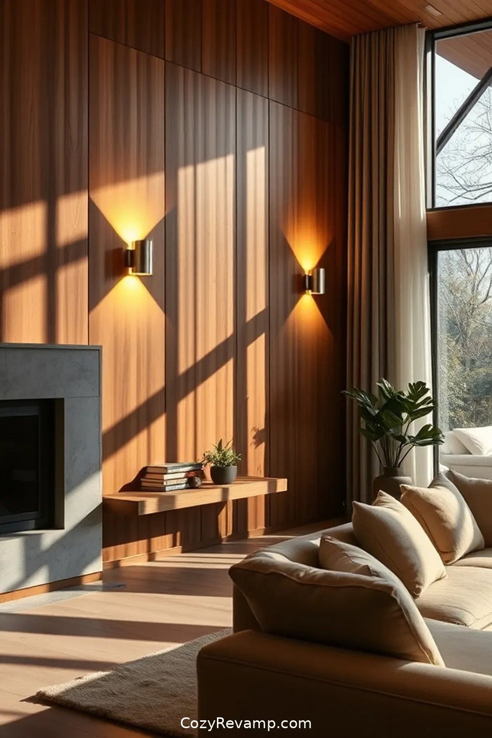 Highlight Architectural Features With Solar Wall Sconces for 22 Ways to Incorporate Solar-Powered Lights in Your Mid-Century Modern Living Room