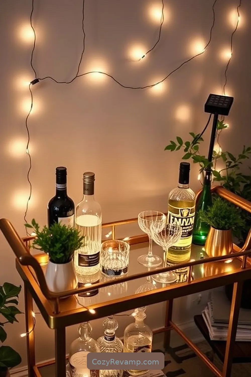 Illuminate a Bar Cart With Solar Lighting for 22 Ways to Incorporate Solar-Powered Lights in Your Mid-Century Modern Living Room
