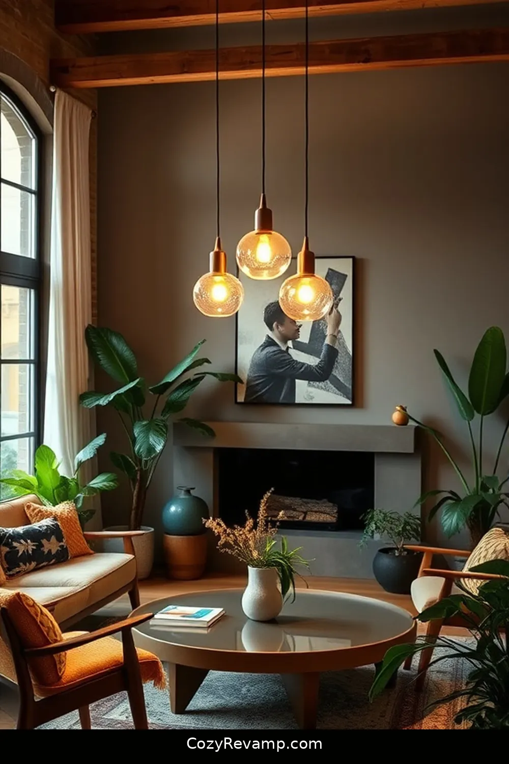 Incorporate Solar Pendant Lights Over the Coffee Table for 22 Ways to Incorporate Solar-Powered Lights in Your Mid-Century Modern Living Room