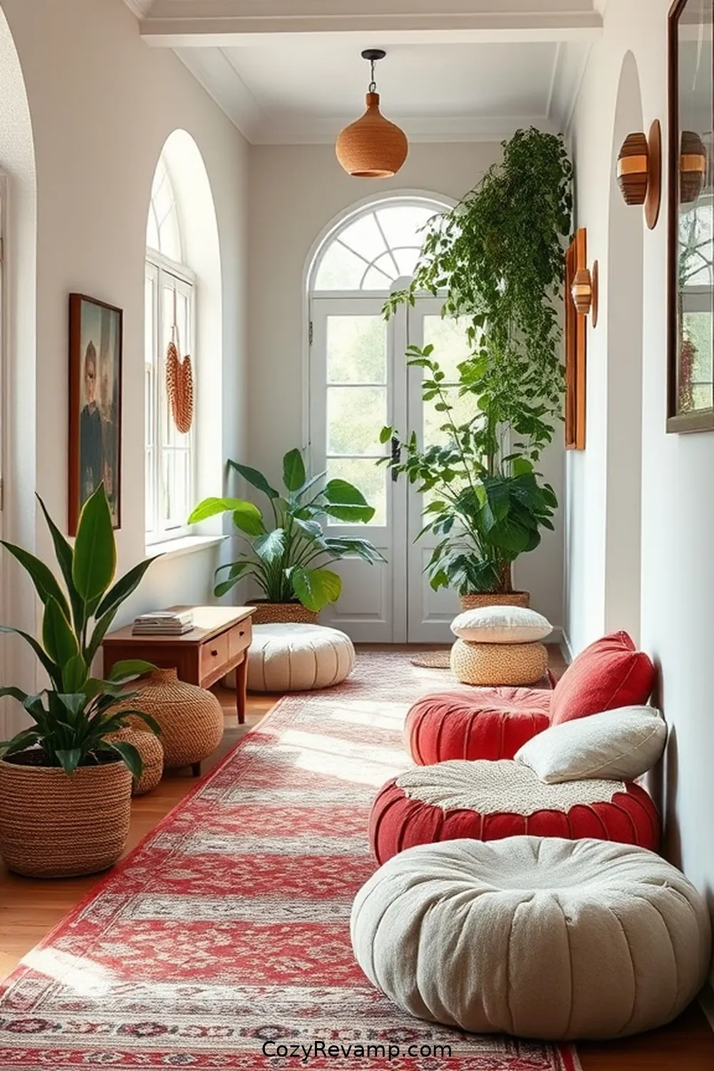 Add Organic Cotton Poufs for Seating for 22 Ways to Style a Bohemian Hallway With Organic Cotton Materials