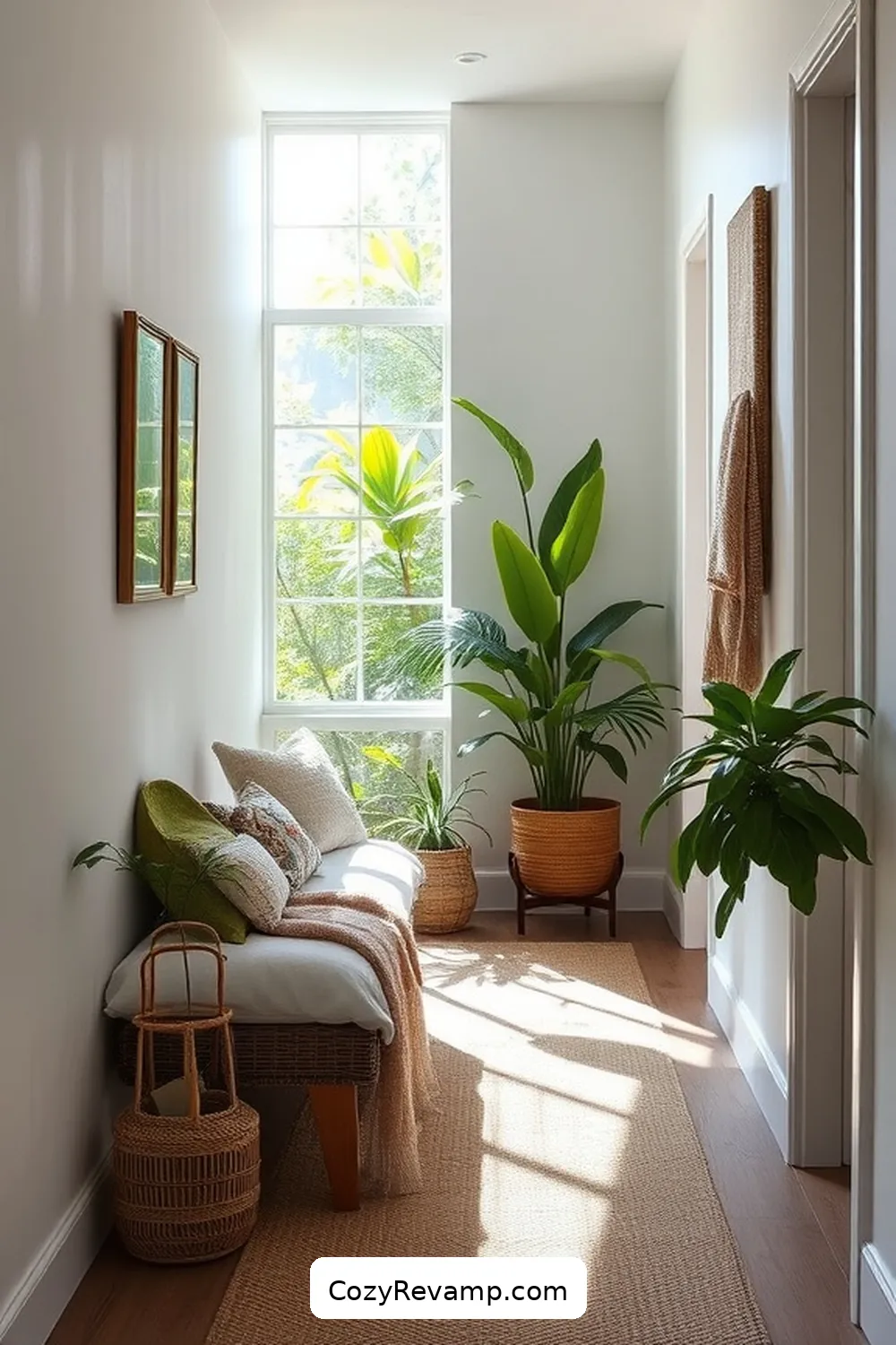 Add a Soft Organic Cotton Bench for 22 Ways to Style a Bohemian Hallway With Organic Cotton Materials