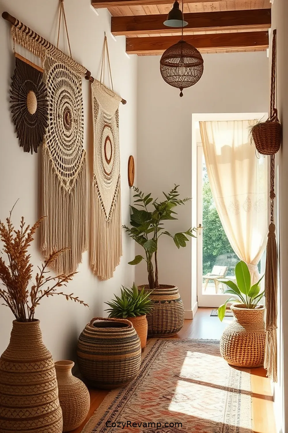 Display Organic Cotton Wall Hangings for 22 Ways to Style a Bohemian Hallway With Organic Cotton Materials