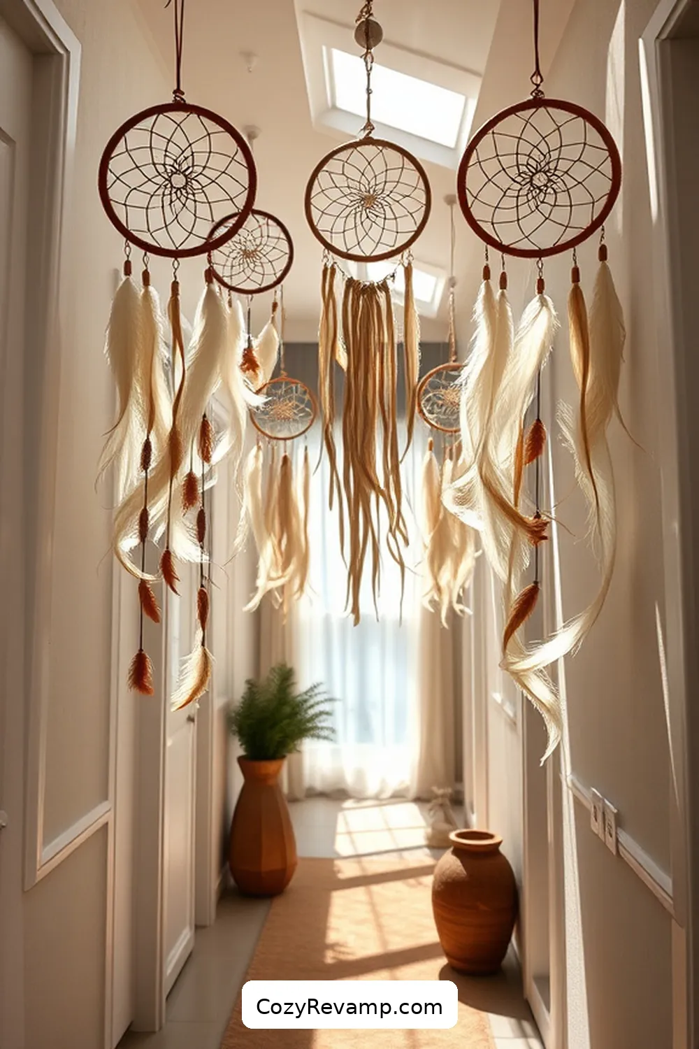 Hang Organic Cotton Dream Catchers for 22 Ways to Style a Bohemian Hallway With Organic Cotton Materials