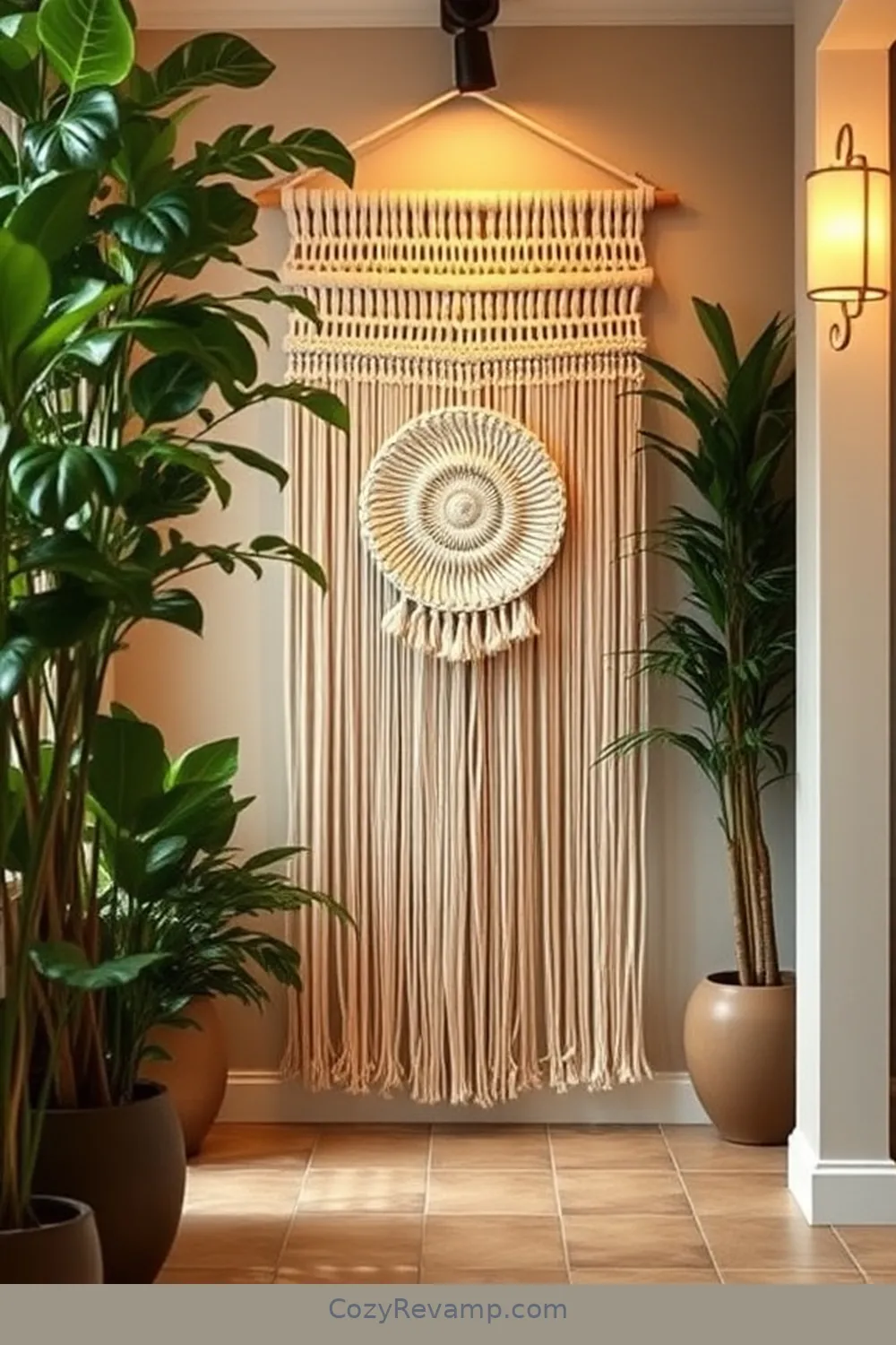 Hang Organic Cotton Macramé Wall Art for 22 Ways to Style a Bohemian Hallway With Organic Cotton Materials