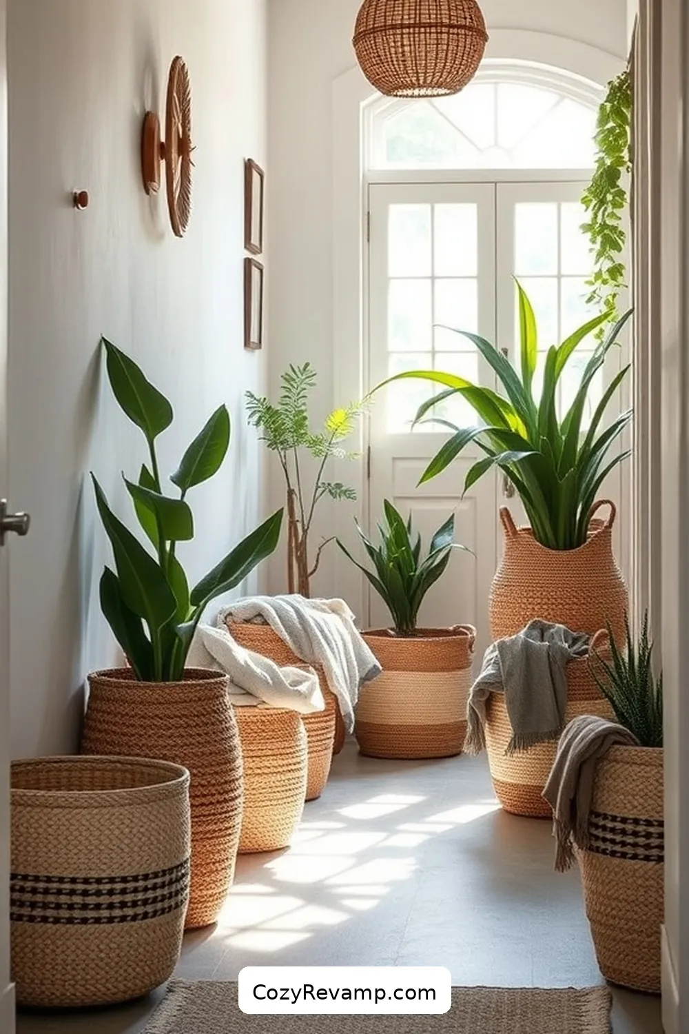 Use Organic Cotton Basket for Storage for 22 Ways to Style a Bohemian Hallway With Organic Cotton Materials