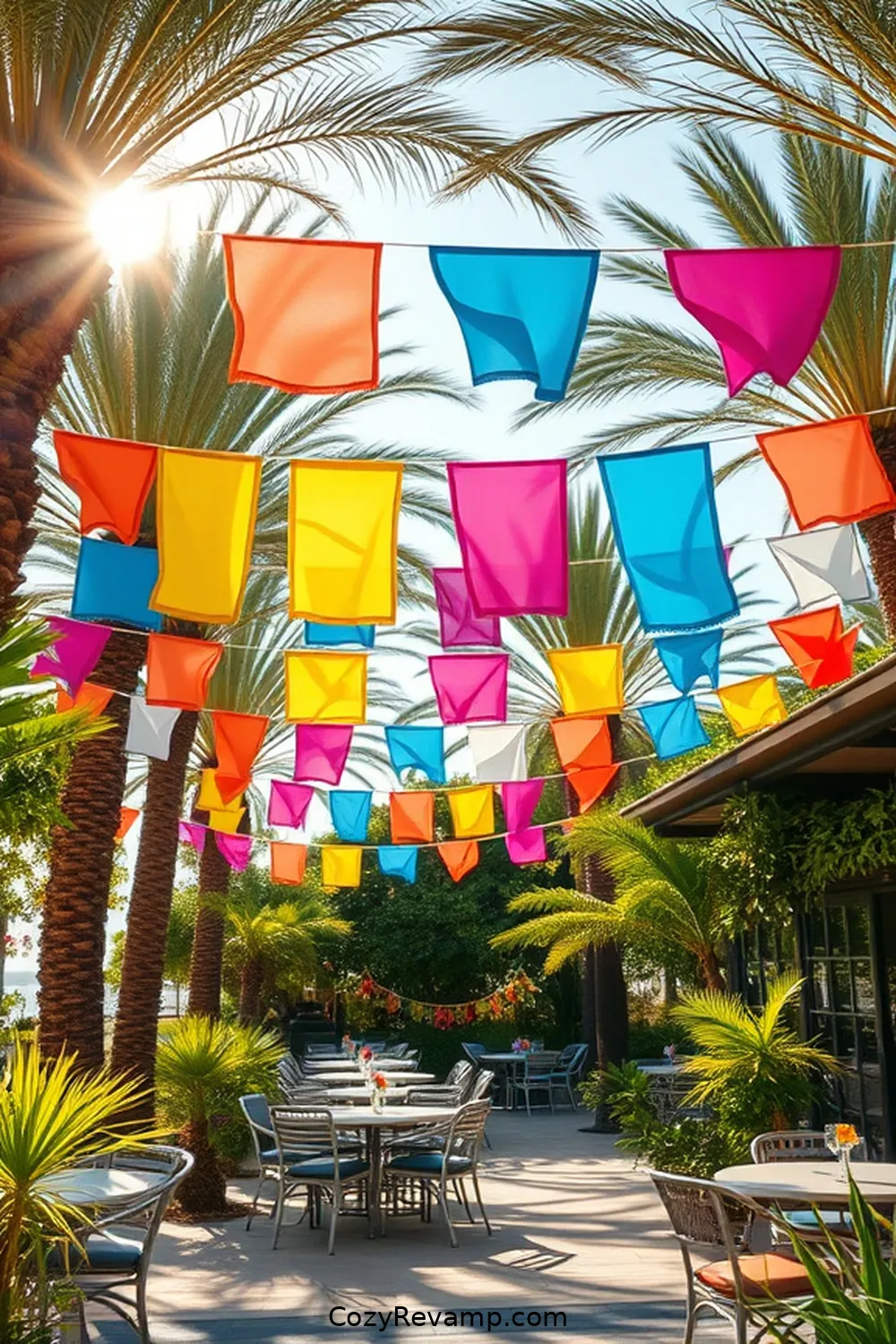 23 Creative Ways to Use Upcycled Fabric for Your Coastal Outdoor Patio 4 Fabric Bunting for Decorative Flair for 23 Creative Ways to Use Upcycled Fabric for Your Coastal Outdoor Patio