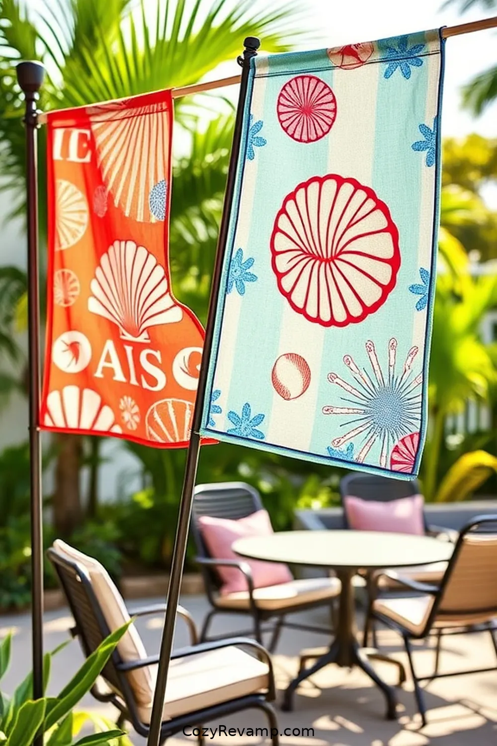 23 Creative Ways to Use Upcycled Fabric for Your Coastal Outdoor Patio 15 Fabric Garden Flags for 23 Creative Ways to Use Upcycled Fabric for Your Coastal Outdoor Patio