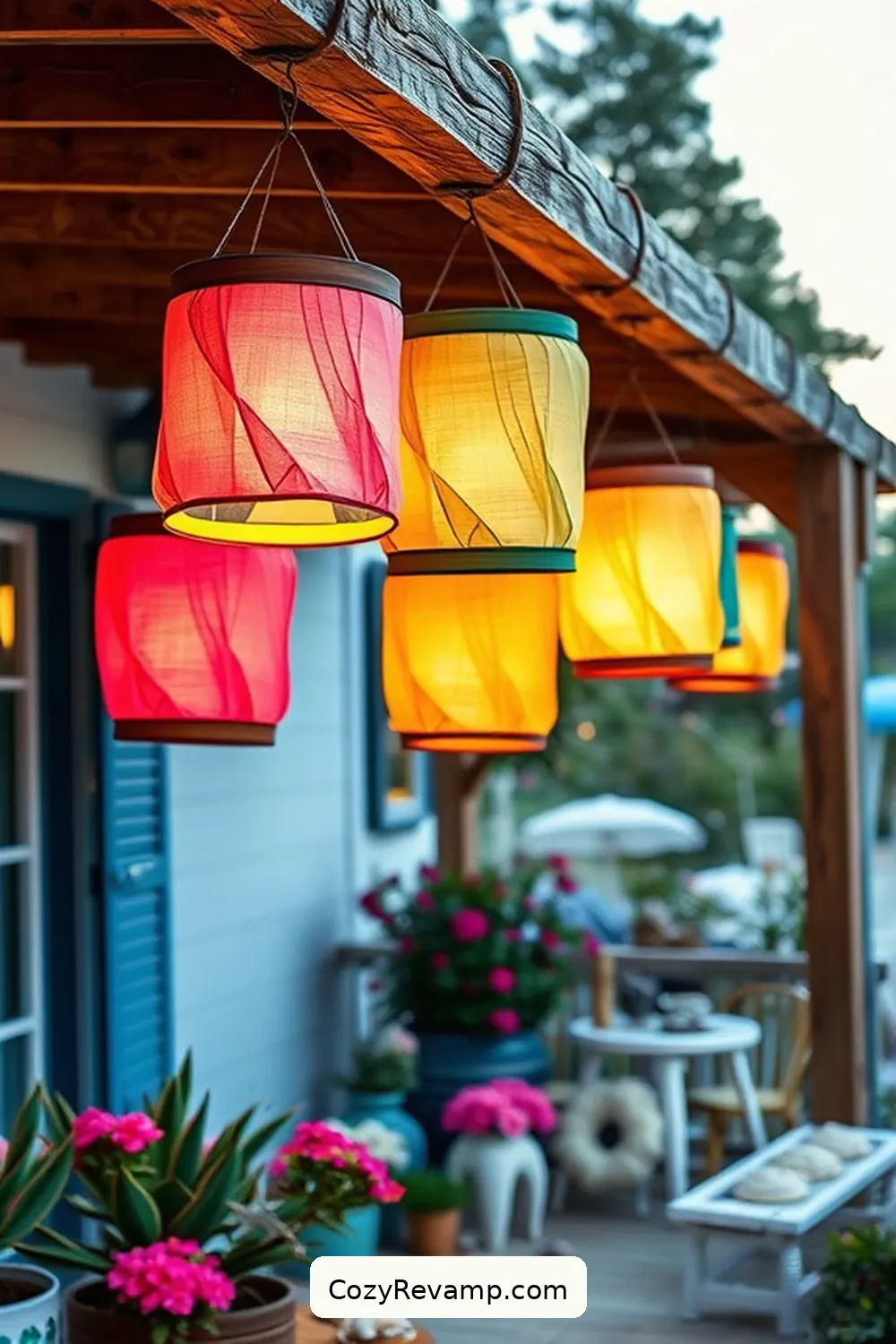 23 Creative Ways to Use Upcycled Fabric for Your Coastal Outdoor Patio 12 Fabric Lanterns for Ambient Lighting for 23 Creative Ways to Use Upcycled Fabric for Your Coastal Outdoor Patio