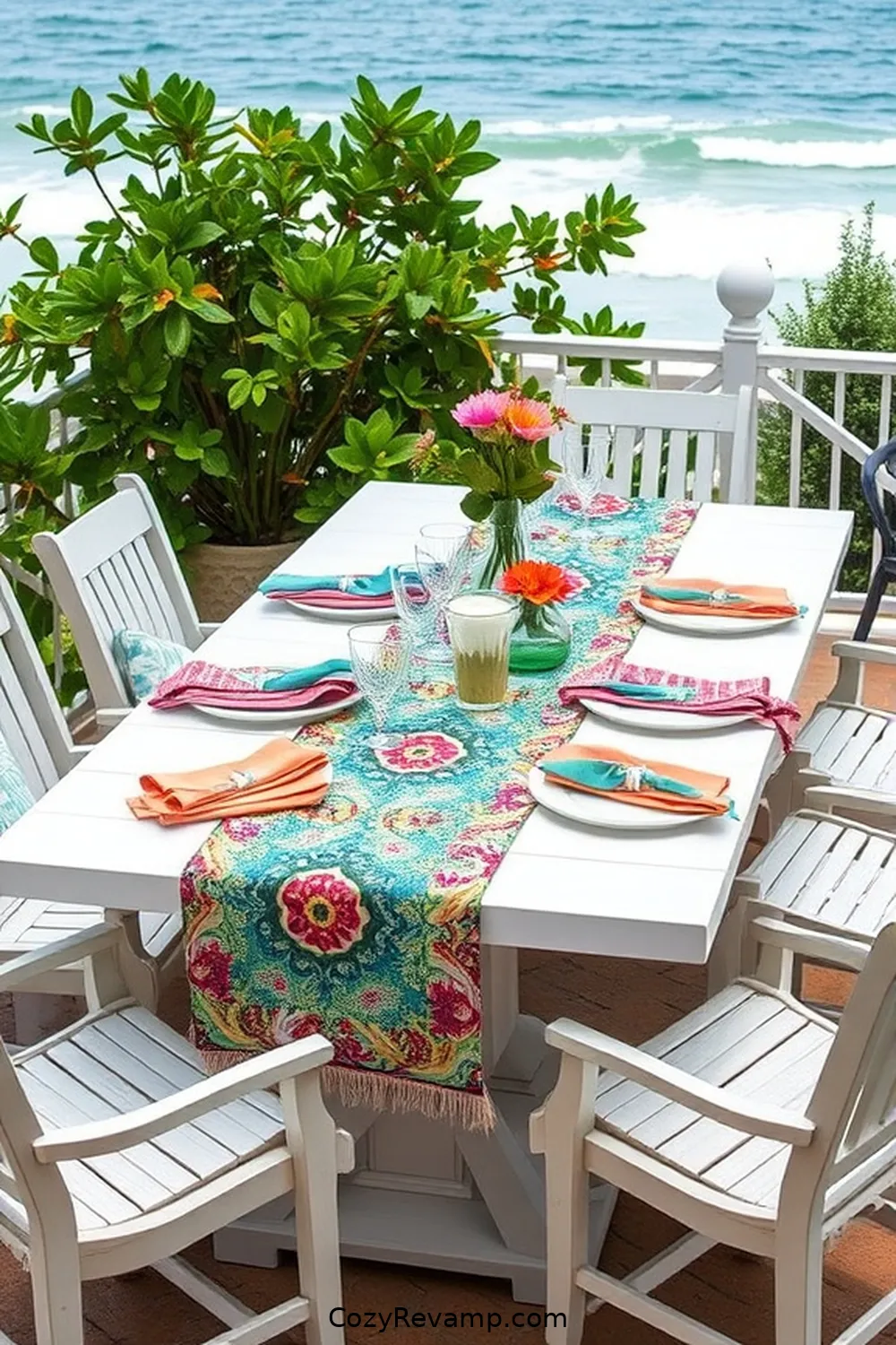 23 Creative Ways to Use Upcycled Fabric for Your Coastal Outdoor Patio 22 Upcycled Fabric Table Settings for 23 Creative Ways to Use Upcycled Fabric for Your Coastal Outdoor Patio