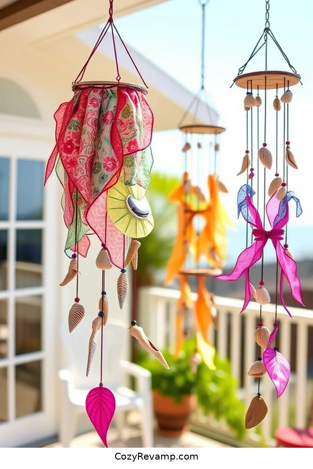 23 Creative Ways to Use Upcycled Fabric for Your Coastal Outdoor Patio 19 Upcycled Fabric Wind Chimes for 23 Creative Ways to Use Upcycled Fabric for Your Coastal Outdoor Patio