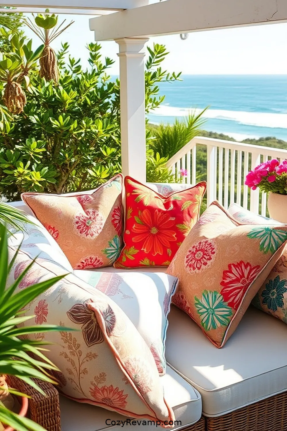 23 Creative Ways to Use Upcycled Fabric for Your Coastal Outdoor Patio 6 Vintage Fabric Pillows for 23 Creative Ways to Use Upcycled Fabric for Your Coastal Outdoor Patio
