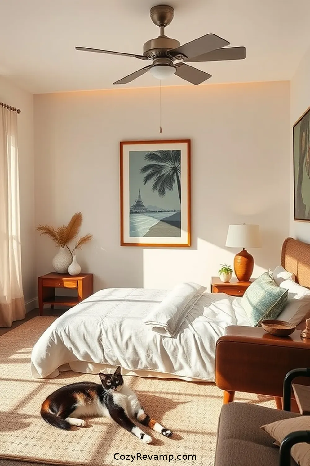 Classic Mid-Century Artwork for 23 Essential Elements for Mid-Century Modern Bedrooms With Solar-Powered Lights