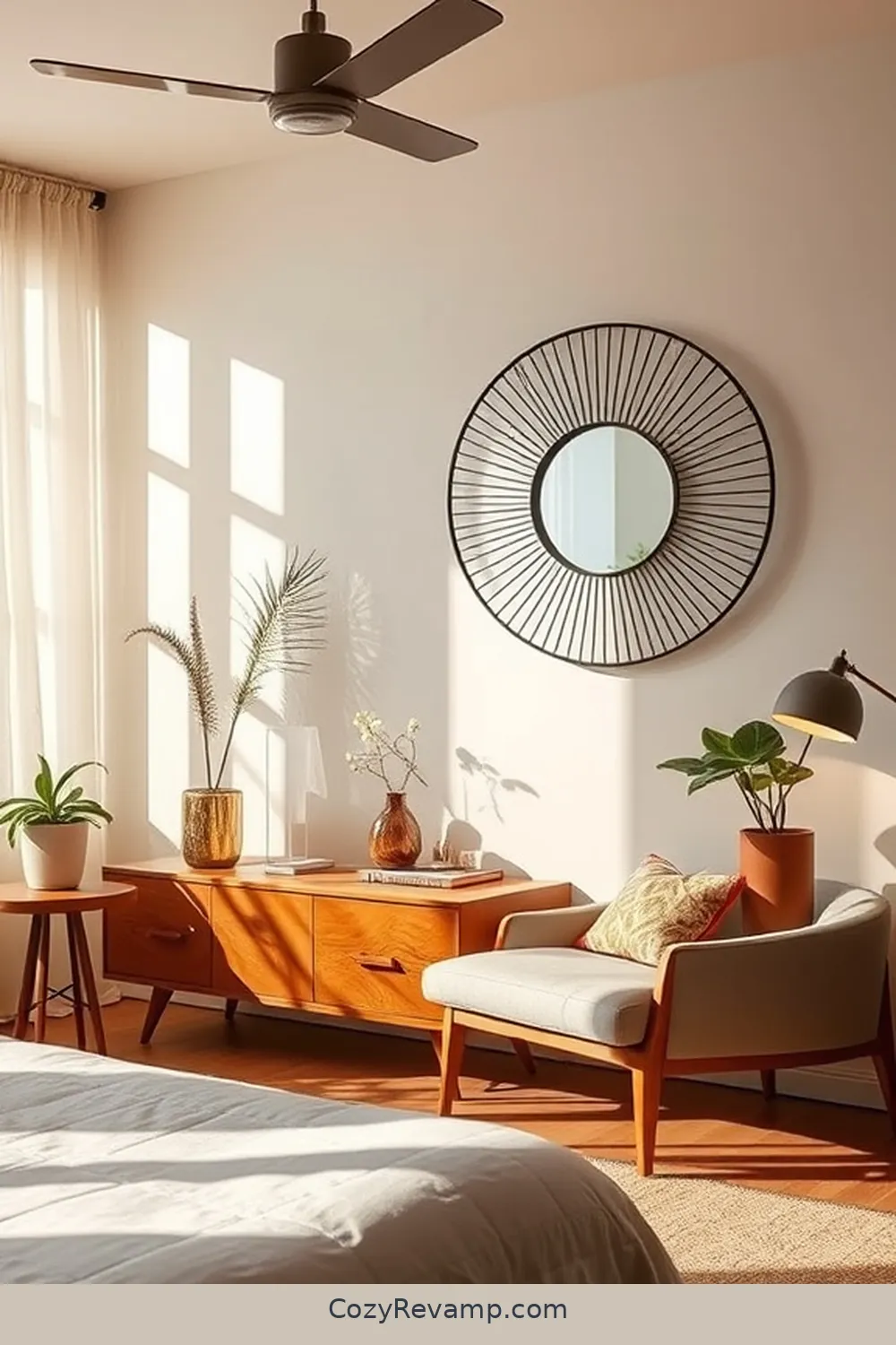 Decorative Mirrors for 23 Essential Elements for Mid-Century Modern Bedrooms With Solar-Powered Lights