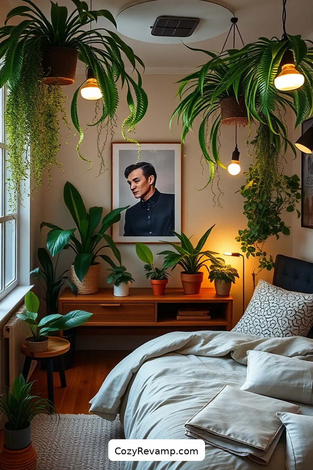 Greenery and Plants for 23 Essential Elements for Mid-Century Modern Bedrooms With Solar-Powered Lights