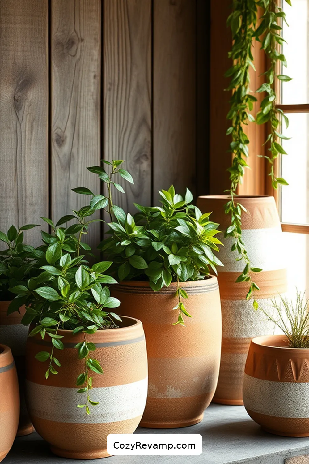 23 Essential Elements for a Rustic Bathroom With Natural Fibers and Materials 16 Clay Planters for 23 Essential Elements for a Rustic Bathroom With Natural Fibers and Materials