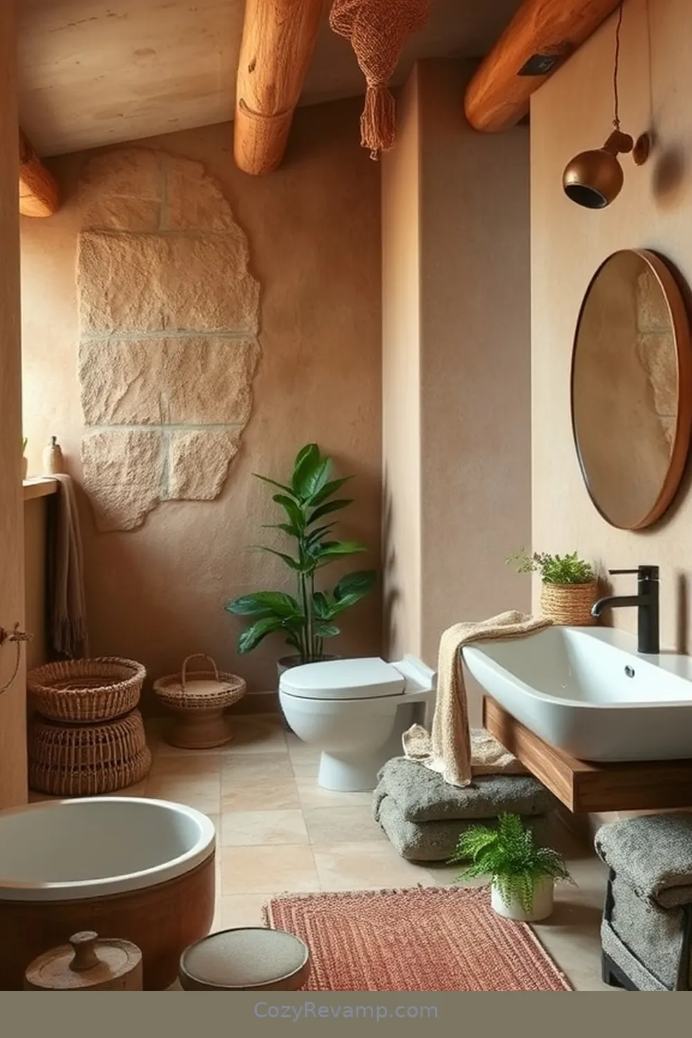 23 Essential Elements for a Rustic Bathroom With Natural Fibers and Materials 18 Earthy Color Palettes for 23 Essential Elements for a Rustic Bathroom With Natural Fibers and Materials