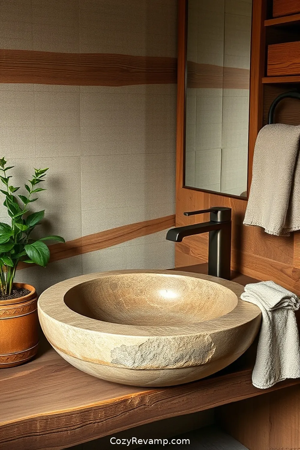 23 Essential Elements for a Rustic Bathroom With Natural Fibers and Materials 3 Natural Stone Sinks for 23 Essential Elements for a Rustic Bathroom With Natural Fibers and Materials