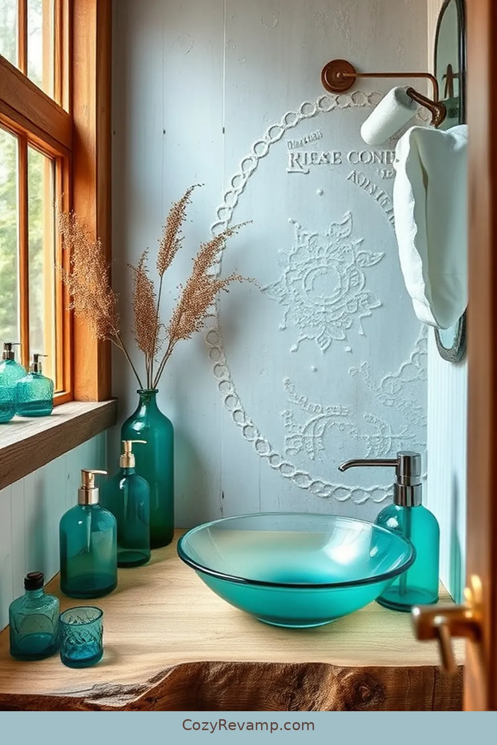 23 Essential Elements for a Rustic Bathroom With Natural Fibers and Materials 22 Recycled Glass Accessories for 23 Essential Elements for a Rustic Bathroom With Natural Fibers and Materials