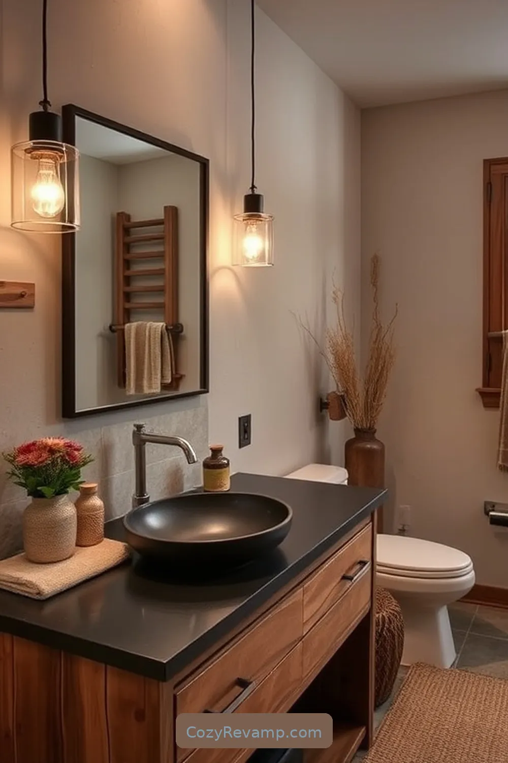 23 Essential Elements for a Rustic Bathroom With Natural Fibers and Materials 20 Slate Countertops for 23 Essential Elements for a Rustic Bathroom With Natural Fibers and Materials