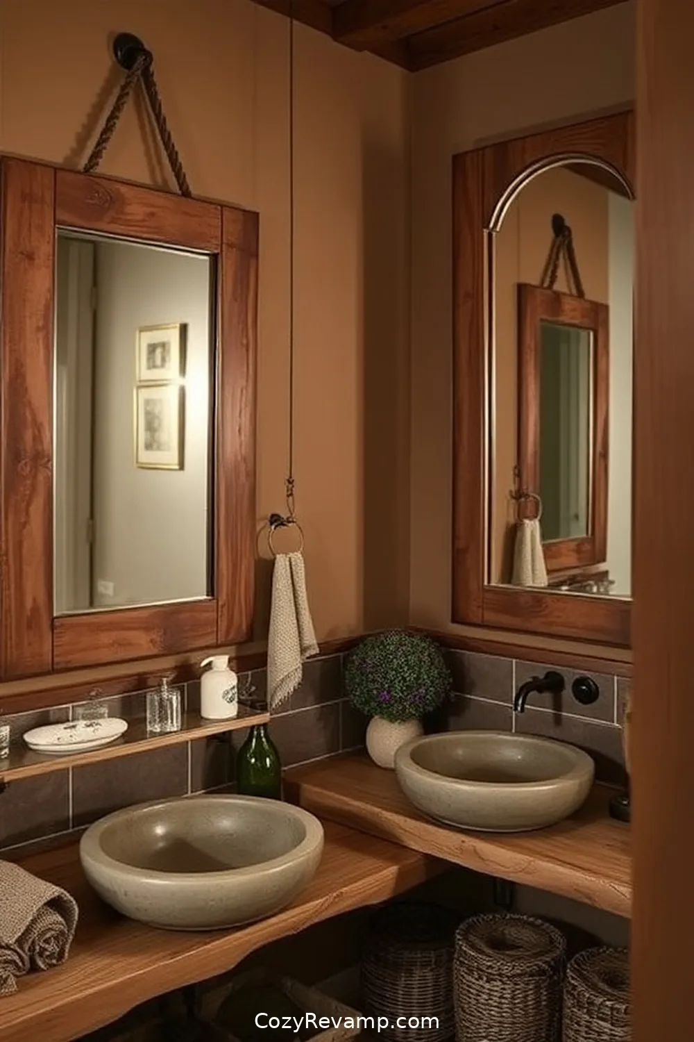 23 Essential Elements for a Rustic Bathroom With Natural Fibers and Materials 15 Vintage Mirrors for 23 Essential Elements for a Rustic Bathroom With Natural Fibers and Materials