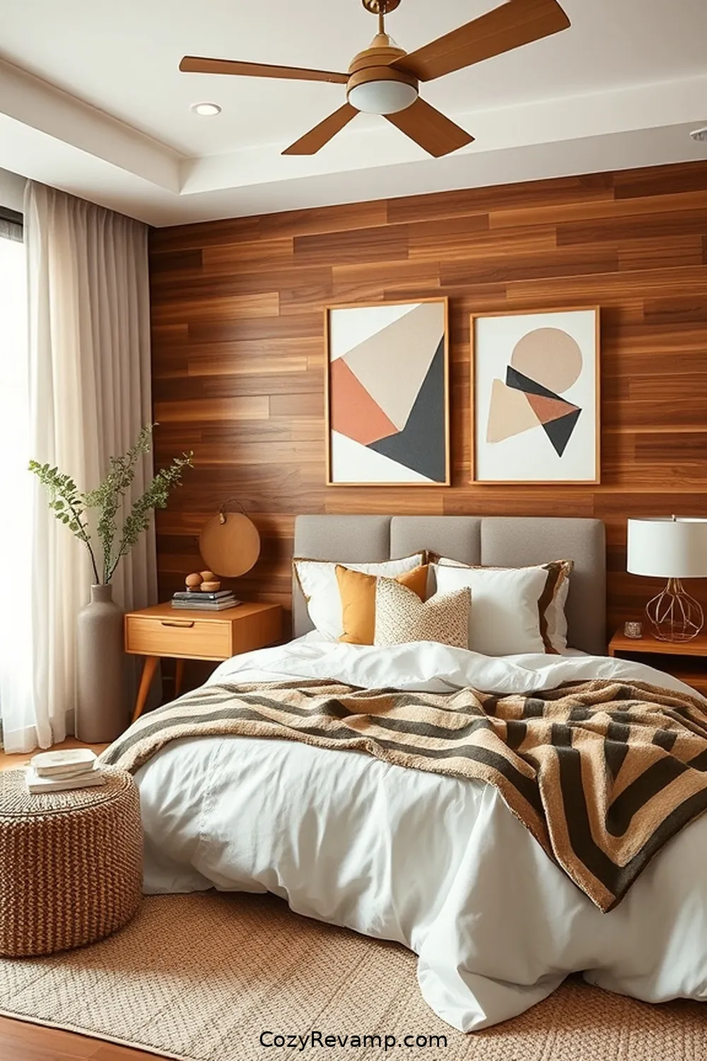 23 Essential Elements of Mid-Century Modern Bedroom Design With Organic Cotton Material 13 Wall Art and Decor for 23 Essential Elements of Mid-Century Modern Bedroom Design With Organic Cotton Material