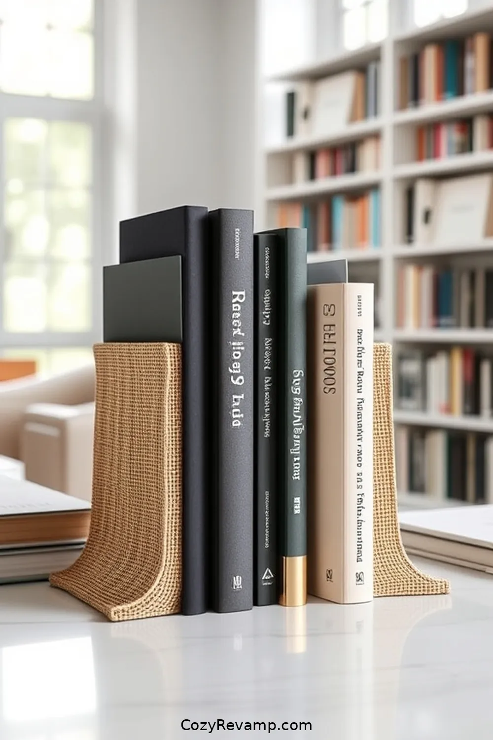 23 Essential Elements of a Minimalist Library With Natural Fiber Materials 16 Minimalist Bookends for 23 Essential Elements of a Minimalist Library With Natural Fiber Materials