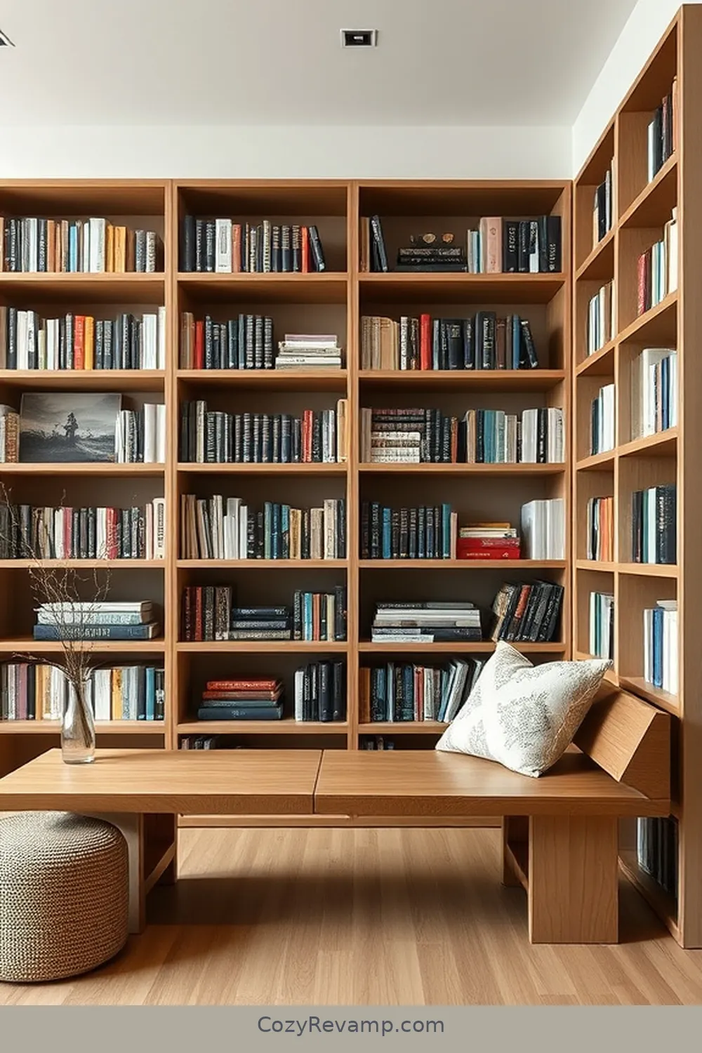 23 Essential Elements of a Minimalist Library With Natural Fiber Materials 11 Multi-Functional Furniture for 23 Essential Elements of a Minimalist Library With Natural Fiber Materials
