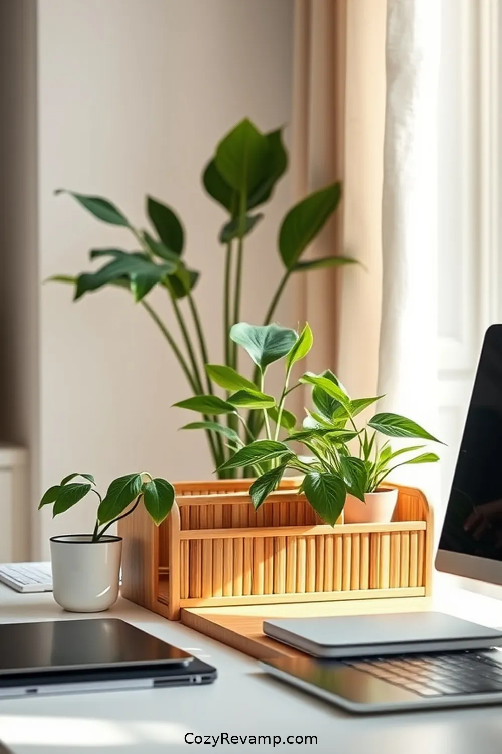 Bamboo Desk Organizer for 23 Essential Elements of a Scandinavian Home Office Featuring Natural Fibers