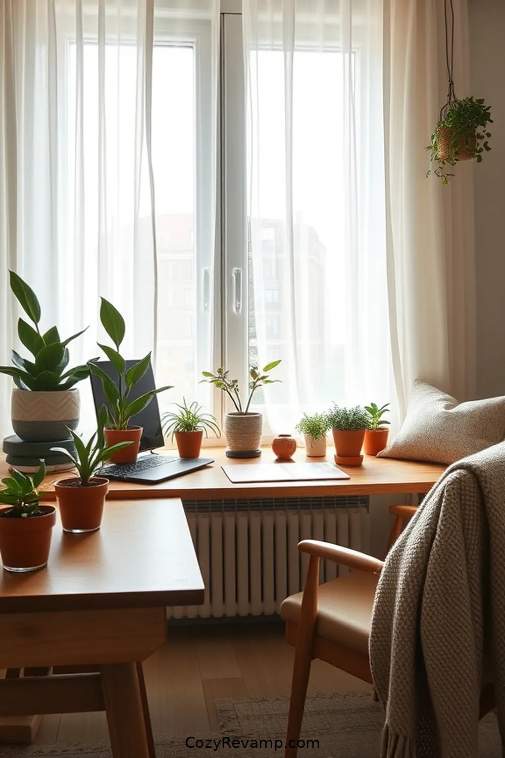 Clay Pot Plants for 23 Essential Elements of a Scandinavian Home Office Featuring Natural Fibers