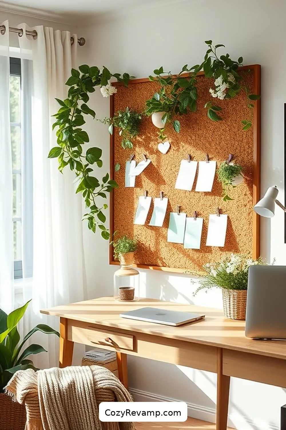 Cork Notice Board for 23 Essential Elements of a Scandinavian Home Office Featuring Natural Fibers
