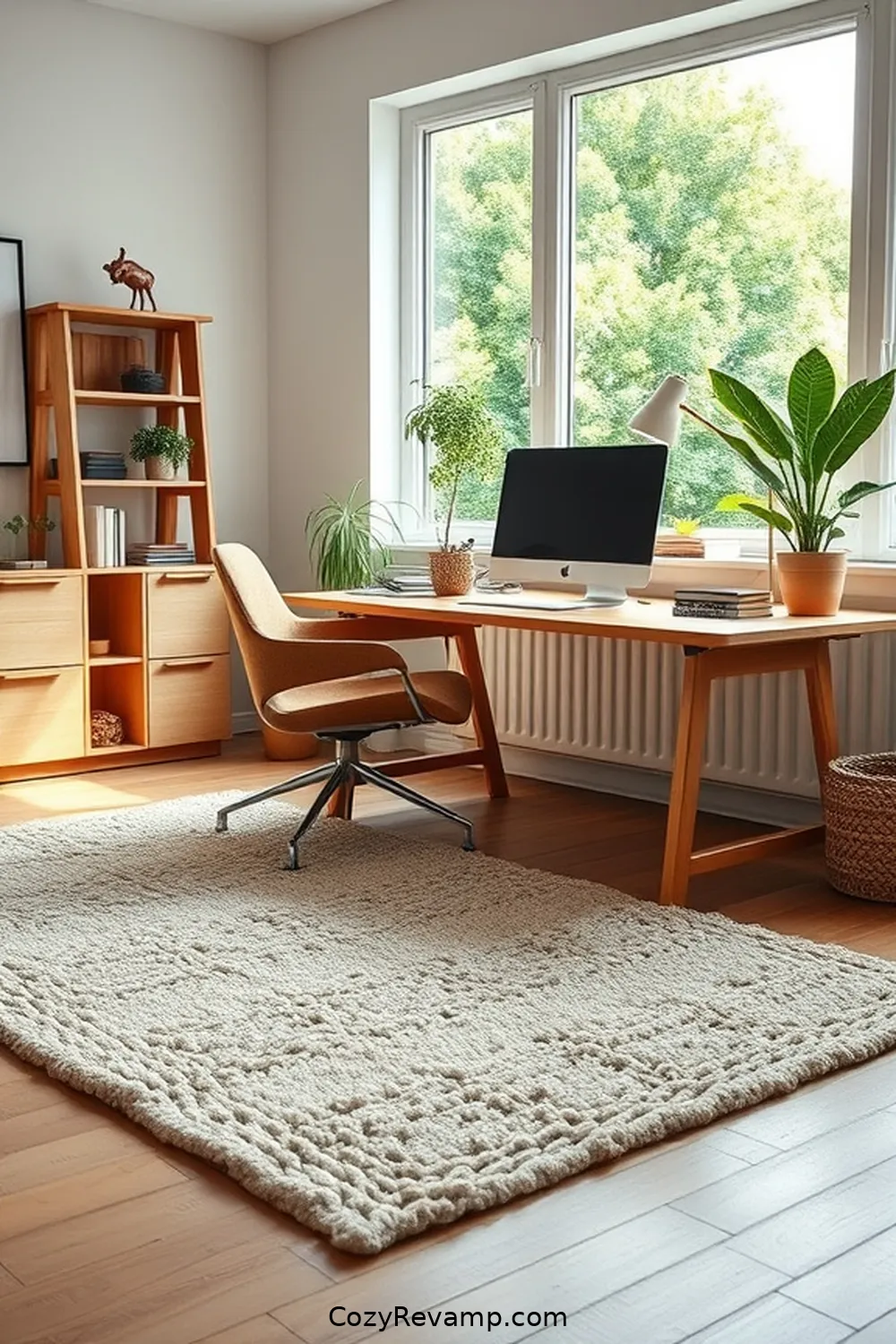 Cozy Wool Rugs for 23 Essential Elements of a Scandinavian Home Office Featuring Natural Fibers