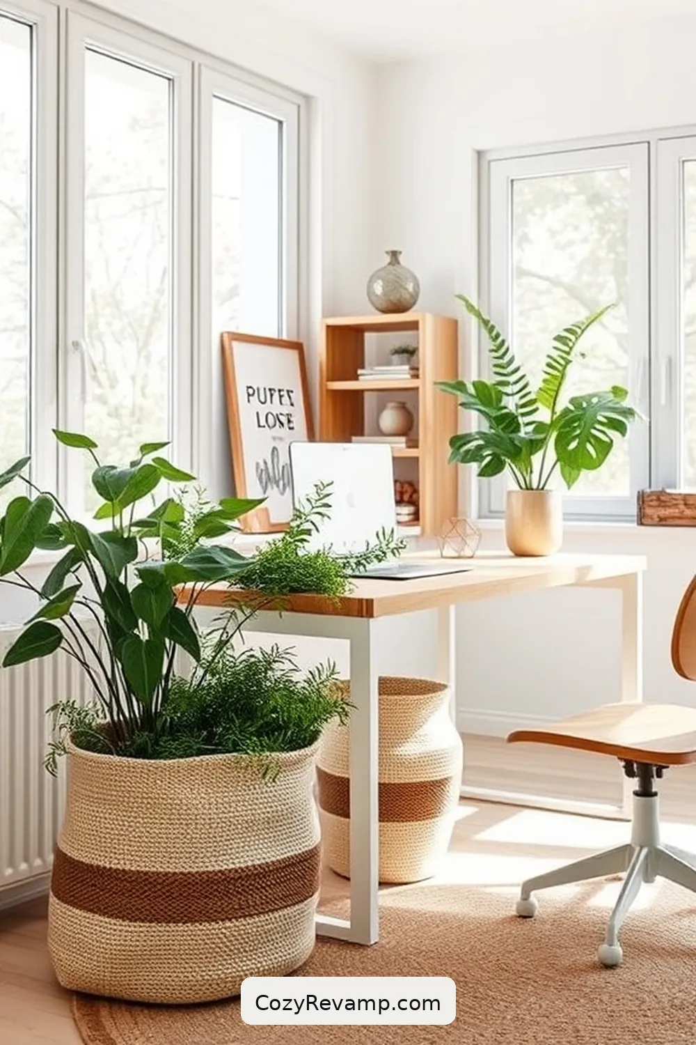 Jute Storage Baskets for 23 Essential Elements of a Scandinavian Home Office Featuring Natural Fibers