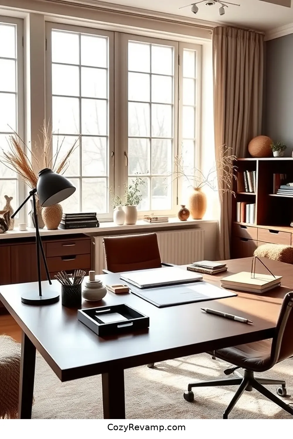 Leather Desk Accessories for 23 Essential Elements of a Scandinavian Home Office Featuring Natural Fibers