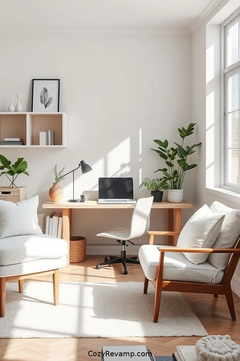 Soft Cotton Upholstery for 23 Essential Elements of a Scandinavian Home Office Featuring Natural Fibers